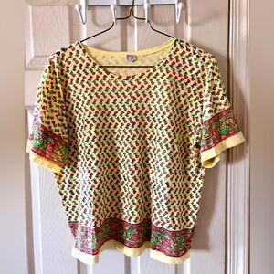 Yellow/Red/Green Flower Design Top